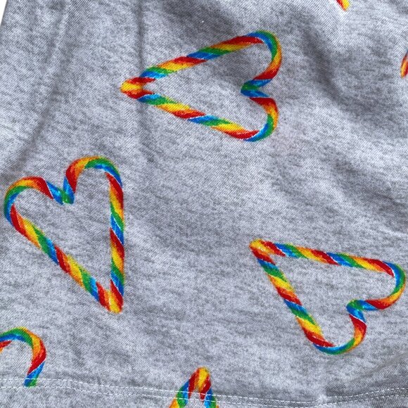 PINK Victoria's Secret Rainbow Candy Cane Heart Sleep Short Festive Loungewear-M - Picture 3 of 12